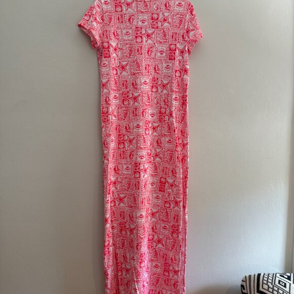 LILY PULITZER Med ETTA Mizner Red Maxi T-Shirt Dress Seaside Harbour - Picture 5 of 7
